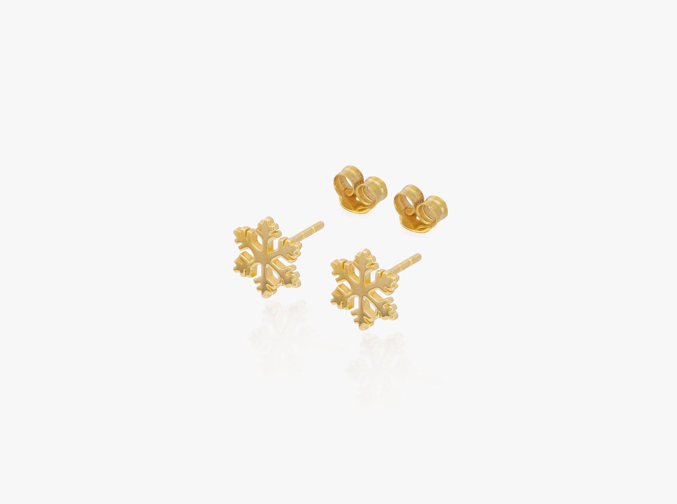 Snow Flake Stud Earrings, Sterling Silver Snow Earrings, Snow Flake Studs, Minimalist Earrings for Women